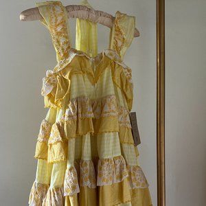 NWT Innika Choo Embroidered Mix Layer Mini – Yellow Gingham & Embroidered Floral